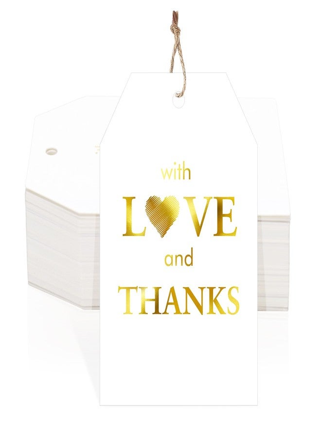 جيجاكرافت بطاقات شكر وحب من jijAcraft مع خيط - 50 قطعة من بطاقات هدايا الشكر لحفلات الزفاف، بطاقات هدايا من ورق ذهبي مقاس 3.3 × 2.1 بوصة لحفلات توديع العزوبية، وحفلات استقبال المولود، والمناسبات التذكارية. - Image 1